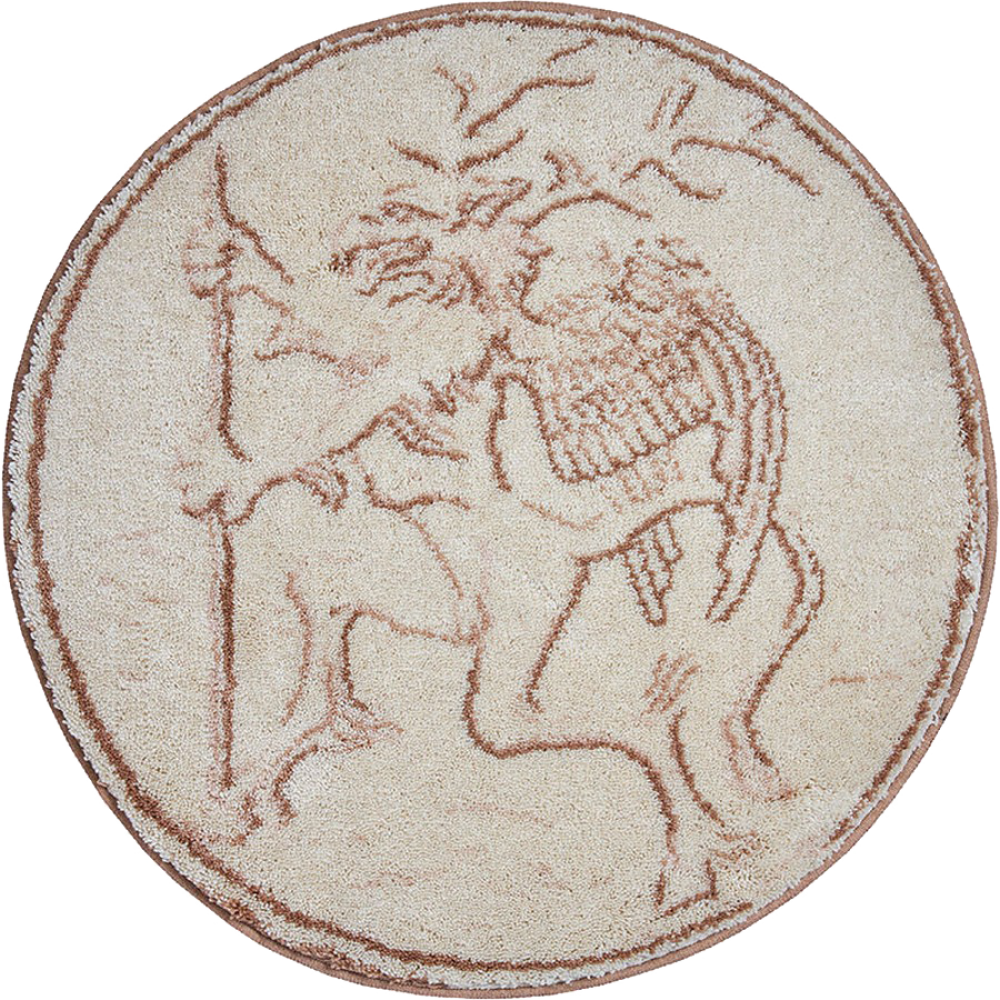 RÝBRCOUL - Kruhová předložka ø 80 cm, béžová